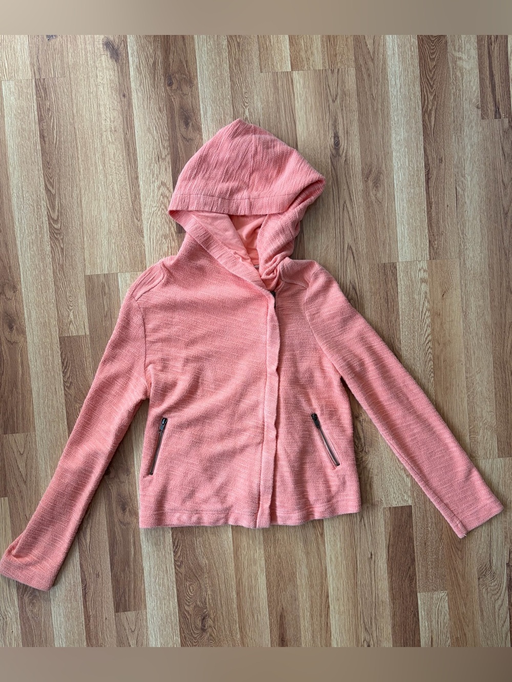 Anthropologie Coral Hooded Asymmetrical Zip Jacket
